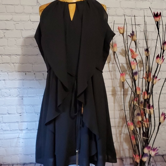 City Chic Dresses & Skirts - City Chic Waterfall Frill Dress size M/18 Black
